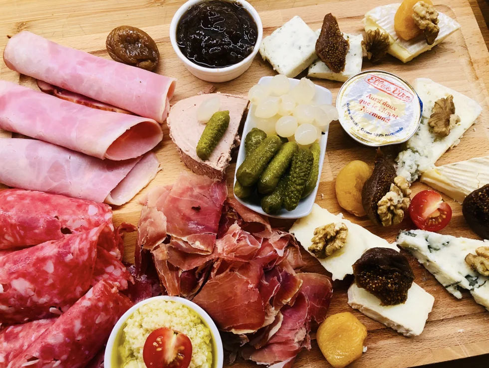 Cold cut platters featuring French charcuterie